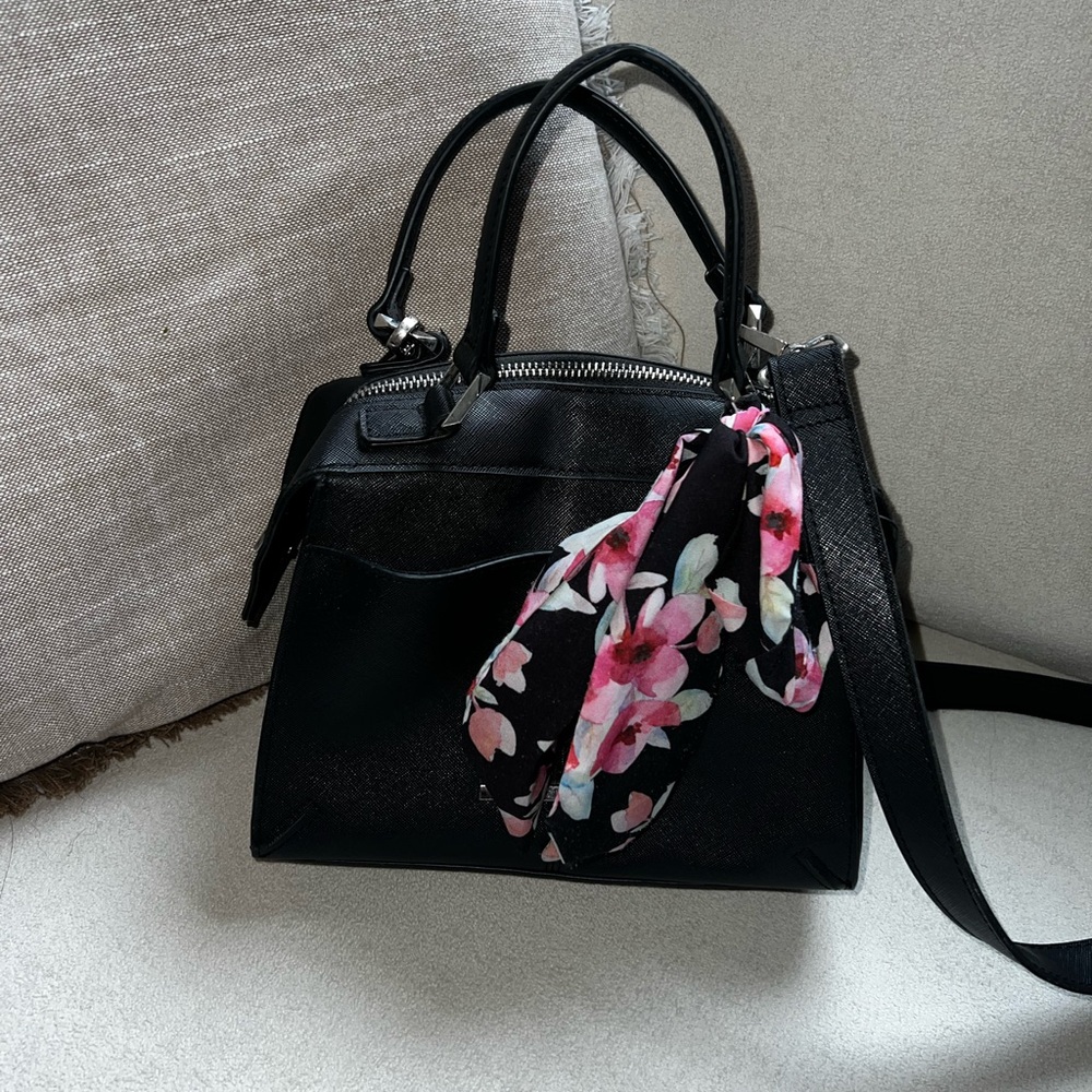 Steve Madden Black Shoulder Bag with Floral Accent